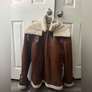 ASOS Brown Shearling Military Jacket